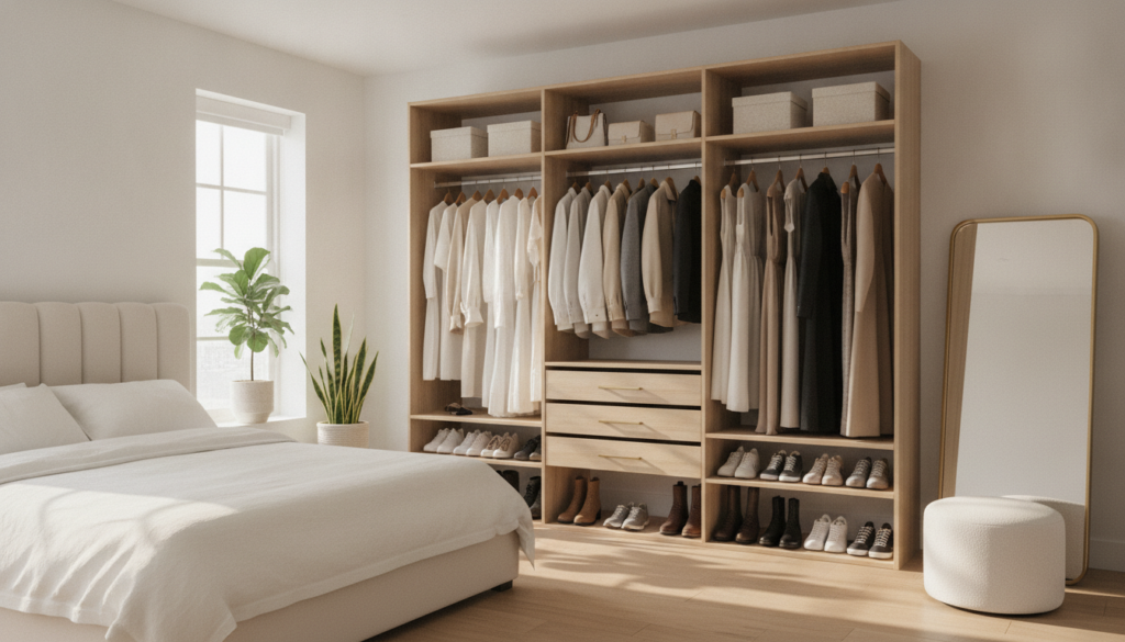 découvrez nos conseils pratiques pour aménager un dressing fonctionnel et esthétique directement dans votre chambre, optimisant l'espace et facilitant le rangement.